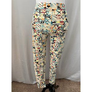 LuLaRoe Women's Cream Colorful Aztec/Abstract Print Stretch Leggings One Size
